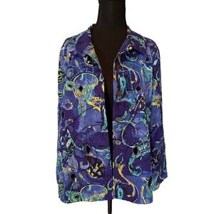 TanJay Silk Abstract Print Button Front Jacket Women Sm Boho Festival
Maximalst